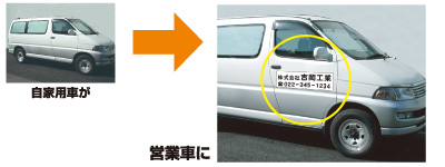 自家用車に社名入りのマグネットシートを貼って営業者に